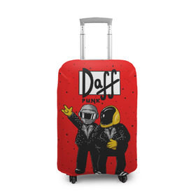 Чехол для чемодана 3D с принтом Daff Punk в Новосибирске, 86% полиэфир, 14% спандекс | двустороннее нанесение принта, прорези для ручек и колес | donut | homer | music | simpson | барт | гомер | музыка | пончик | симпсон