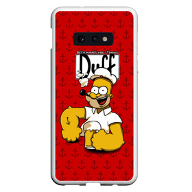 Чехол для Samsung S10E с принтом Duff Beer в Новосибирске, Силикон | Область печати: задняя сторона чехла, без боковых панелей | bart | donut | griffin | homer | popeye | simpson | барт | гомер | гриффин | капитан | моряк | симпсон | стьюи | якорь