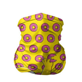 Бандана-труба 3D с принтом Пончики Гомера Симпсона в Новосибирске, 100% полиэстер, ткань с особыми свойствами — Activecool | плотность 150‒180 г/м2; хорошо тянется, но сохраняет форму | donut | homer | simpson | гомер | еда | плюшка | пончик | симпсон