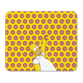 Коврик прямоугольный с принтом Пончики Гомера Симпсона в Новосибирске, натуральный каучук | размер 230 х 185 мм; запечатка лицевой стороны | Тематика изображения на принте: donut | homer | simpson | гомер | еда | плюшка | пончик | симпсон