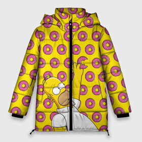 Женская зимняя куртка 3D с принтом Пончики Гомера Симпсона в Новосибирске, верх — 100% полиэстер; подкладка — 100% полиэстер; утеплитель — 100% полиэстер | длина ниже бедра, силуэт Оверсайз. Есть воротник-стойка, отстегивающийся капюшон и ветрозащитная планка. 

Боковые карманы с листочкой на кнопках и внутренний карман на молнии | donut | homer | simpson | гомер | еда | плюшка | пончик | симпсон