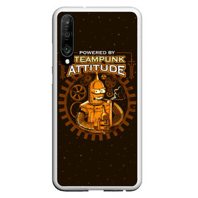 Чехол для Honor P30 с принтом Steampunk Attitude в Новосибирске, Силикон | Область печати: задняя сторона чехла, без боковых панелей | Тематика изображения на принте: bender | fry | futurama | hermes | robot | zoidberg | бендер | гермес | зойдберг | робот | туранга | фрай | футурама