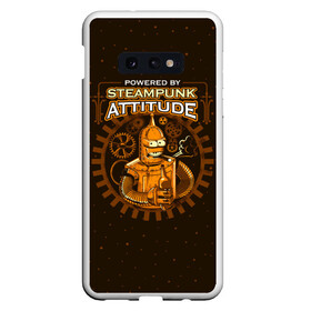 Чехол для Samsung S10E с принтом Steampunk Attitude в Новосибирске, Силикон | Область печати: задняя сторона чехла, без боковых панелей | Тематика изображения на принте: bender | fry | futurama | hermes | robot | zoidberg | бендер | гермес | зойдберг | робот | туранга | фрай | футурама