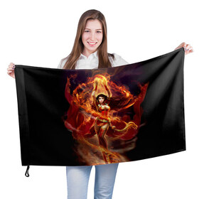 Флаг 3D с принтом Девушка в огне в Новосибирске, 100% полиэстер | плотность ткани — 95 г/м2, размер — 67 х 109 см. Принт наносится с одной стороны | beautiful | fantasy | fire | girl | young | девушка | красивая | молодая | огонь | фантазия