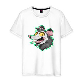 Мужская футболка хлопок с принтом Опоссум в Новосибирске, 100% хлопок | прямой крой, круглый вырез горловины, длина до линии бедер, слегка спущенное плечо. | animal | mouse | opossum | rat | животное | крыса | мышь | опоссум