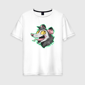 Женская футболка хлопок Oversize с принтом Опоссум в Новосибирске, 100% хлопок | свободный крой, круглый ворот, спущенный рукав, длина до линии бедер
 | animal | mouse | opossum | rat | животное | крыса | мышь | опоссум