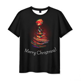 Мужская футболка 3D с принтом Елочка в Новосибирске, 100% полиэфир | прямой крой, круглый вырез горловины, длина до линии бедер | Тематика изображения на принте: christmas | new year | winter | дед мороз | зима | новый год | рождество