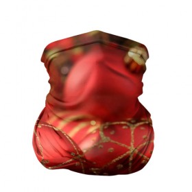 Бандана-труба 3D с принтом Красные украшения в Новосибирске, 100% полиэстер, ткань с особыми свойствами — Activecool | плотность 150‒180 г/м2; хорошо тянется, но сохраняет форму | елка | игрушки | красный | новый год | праздник | украшения