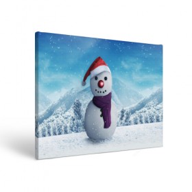 Холст прямоугольный с принтом Снеговик в Новосибирске, 100% ПВХ |  | happy new year | блеск | ёлка | зима | игрушки. праздник | конфетти | новый год | подарки | снег