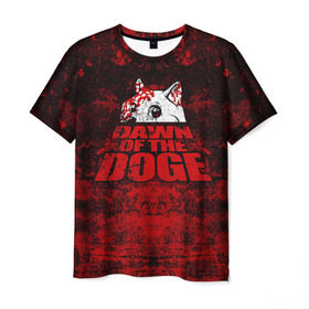 Мужская футболка 3D с принтом Dawn of the Doge в Новосибирске, 100% полиэфир | прямой крой, круглый вырез горловины, длина до линии бедер | dog | doge | walking dead | zombie | додж | зомби | мем | собака | ходячие мертвецы