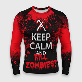 Мужской рашгард 3D с принтом Keep Calm  Kill Zombies в Новосибирске,  |  | Тематика изображения на принте: bone | carl | rick | skelet | skull | walking dead | zombie | граймс | зомби | карл | нежить | нечисть | рик | скелет | ходячие мертвецы | череп