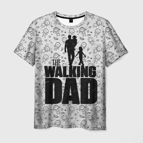Мужская футболка 3D с принтом Walking Dad в Новосибирске, 100% полиэфир | прямой крой, круглый вырез горловины, длина до линии бедер | carl | dad | rick | walking dead | zombie | дети | дочь | зомби | отец | папа | сын | ходячие мертвецы