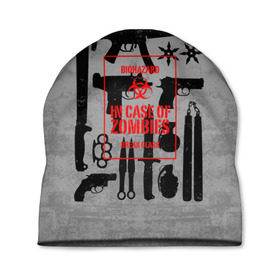 Шапка 3D с принтом Арсенал против зомби в Новосибирске, 100% полиэстер | универсальный размер, печать по всей поверхности изделия | bone | carl | rick | skelet | skull | walking dead | zombie | автомат | арсенал | граймс | граната | зомби | карл | оружие | пистолет | рик | ходячие мертвецы