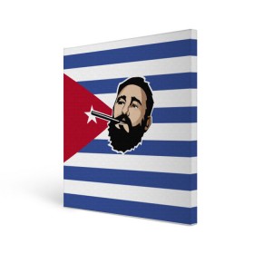 Холст квадратный с принтом Fidel Castro в Новосибирске, 100% ПВХ |  | castro | che | fidel | guevara | гевара | кастро | фидель | че