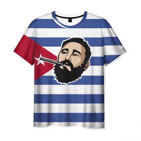 Мужская футболка 3D с принтом Fidel Castro в Новосибирске, 100% полиэфир | прямой крой, круглый вырез горловины, длина до линии бедер | castro | che | fidel | guevara | гевара | кастро | фидель | че