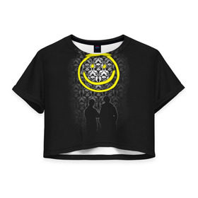 Женская футболка 3D укороченная с принтом Sherlock Smile в Новосибирске, 100% полиэстер | круглая горловина, длина футболки до линии талии, рукава с отворотами | baker | doctor | holmes | sherlock | street | watson | бэйкер | ватсон | доктор | профессор | смайл | стрит | улыбка | холмс | шерлок