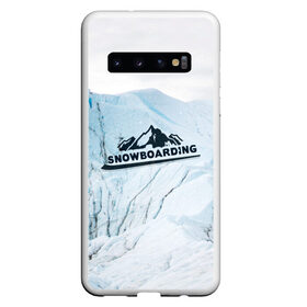 Чехол для Samsung Galaxy S10 с принтом Snowboarding в Новосибирске, Силикон | Область печати: задняя сторона чехла, без боковых панелей | Тематика изображения на принте: extreme | snowboarding | sport | winter | горы | движение | приключения | снег | сноуборд | спорт | экстрим