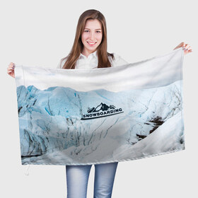 Флаг 3D с принтом Snowboarding в Новосибирске, 100% полиэстер | плотность ткани — 95 г/м2, размер — 67 х 109 см. Принт наносится с одной стороны | extreme | snowboarding | sport | winter | горы | движение | приключения | снег | сноуборд | спорт | экстрим