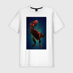 Мужская футболка премиум с принтом Dino в Новосибирске, 92% хлопок, 8% лайкра | приталенный силуэт, круглый вырез ворота, длина до линии бедра, короткий рукав | Тематика изображения на принте: dino | dinosaur | t rex | дино | динозавр | монстр | ящерица