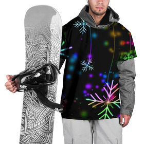 Накидка на куртку 3D с принтом Новогодняя ночь в Новосибирске, 100% полиэстер |  | Тематика изображения на принте: happy new year | конфетти | снежинки