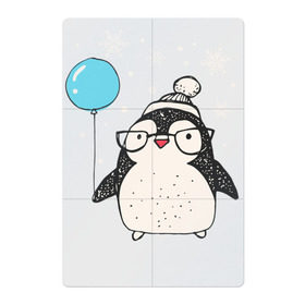 Магнитный плакат 2Х3 с принтом Пингвин с шариком в Новосибирске, Полимерный материал с магнитным слоем | 6 деталей размером 9*9 см | Тематика изображения на принте: christmas | new year | winter | зима | новый год | пингвин | рождество