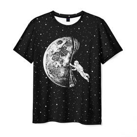 Мужская футболка 3D с принтом Начало ночи в Новосибирске, 100% полиэфир | прямой крой, круглый вырез горловины, длина до линии бедер | astronaut | cosmonaut | cosmos | galaxy | hipster | moon | night | planet | space | star | universe | астронавт | вселенная | галактика | звезды | космонавт | космос | луна | ночь | планета | хипстер