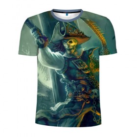 Мужская футболка 3D спортивная с принтом Пират в Новосибирске, 100% полиэстер с улучшенными характеристиками | приталенный силуэт, круглая горловина, широкие плечи, сужается к линии бедра | gangplank | league of legends | lol | pirate | гангпланк | лига легенд | лол | пират