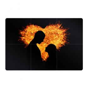 Магнитный плакат 3Х2 с принтом Огненная любовь в Новосибирске, Полимерный материал с магнитным слоем | 6 деталей размером 9*9 см | любовь | огонь | пламя | сердце | танец