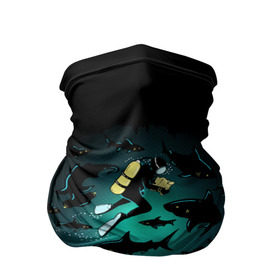 Бандана-труба 3D с принтом Подводный мир в Новосибирске, 100% полиэстер, ткань с особыми свойствами — Activecool | плотность 150‒180 г/м2; хорошо тянется, но сохраняет форму | fish | ocean | predator | sea | shark | under | акула | вода | дайвер | дайвинг | море | океан | рыба | хищник