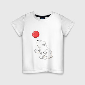 Детская футболка хлопок с принтом Белый Мишка в Новосибирске, 100% хлопок | круглый вырез горловины, полуприлегающий силуэт, длина до линии бедер | christmas | hipster | new year | winter | зима | новый год | рождество | хипстер