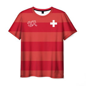 Мужская футболка 3D с принтом Сборная Швейцарии в Новосибирске, 100% полиэфир | прямой крой, круглый вырез горловины, длина до линии бедер | футбол | швейцария