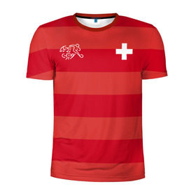 Мужская футболка 3D спортивная с принтом Сборная Швейцарии в Новосибирске, 100% полиэстер с улучшенными характеристиками | приталенный силуэт, круглая горловина, широкие плечи, сужается к линии бедра | Тематика изображения на принте: футбол | швейцария