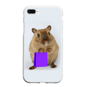 Чехол для iPhone 7Plus/8 Plus матовый с принтом Хомяк с сумкой в Новосибирске, Силикон | Область печати: задняя сторона чехла, без боковых панелей | грызун | животные | крыса | мышь | хомяк | яблоко