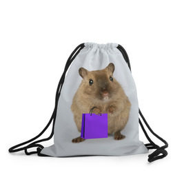 Рюкзак-мешок 3D с принтом Хомяк с сумкой в Новосибирске, 100% полиэстер | плотность ткани — 200 г/м2, размер — 35 х 45 см; лямки — толстые шнурки, застежка на шнуровке, без карманов и подкладки | грызун | животные | крыса | мышь | хомяк | яблоко