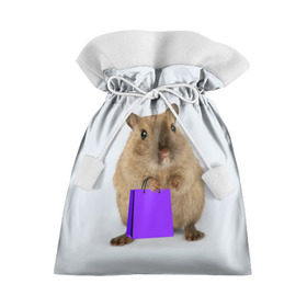 Подарочный 3D мешок с принтом Хомяк с сумкой в Новосибирске, 100% полиэстер | Размер: 29*39 см | грызун | животные | крыса | мышь | хомяк | яблоко