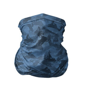 Бандана-труба 3D с принтом Камуфляж со снегоходами в Новосибирске, 100% полиэстер, ткань с особыми свойствами — Activecool | плотность 150‒180 г/м2; хорошо тянется, но сохраняет форму | Тематика изображения на принте: зима | милитари | синий | снег | снегоход | текстура | экстремальный | экстрим