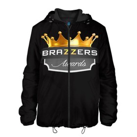 Мужская куртка 3D с принтом Brazzers awards в Новосибирске, ткань верха — 100% полиэстер, подклад — флис | прямой крой, подол и капюшон оформлены резинкой с фиксаторами, два кармана без застежек по бокам, один большой потайной карман на груди. Карман на груди застегивается на липучку | Тематика изображения на принте: 