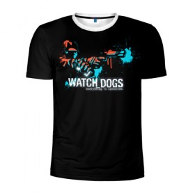 Мужская футболка 3D спортивная с принтом Watch Dogs 2 в Новосибирске, 100% полиэстер с улучшенными характеристиками | приталенный силуэт, круглая горловина, широкие плечи, сужается к линии бедра | dogs | ubisoft | watch | watchdogs | псы | сторожевые | хакер