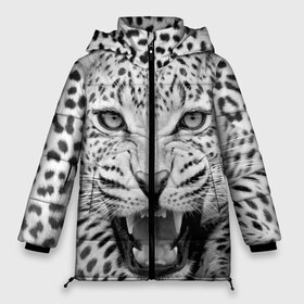 Женская зимняя куртка 3D с принтом Леопард в Новосибирске, верх — 100% полиэстер; подкладка — 100% полиэстер; утеплитель — 100% полиэстер | длина ниже бедра, силуэт Оверсайз. Есть воротник-стойка, отстегивающийся капюшон и ветрозащитная планка. 

Боковые карманы с листочкой на кнопках и внутренний карман на молнии | animal | eyes | jaws | leopard | malicious | predator | spotted | teeth | wild | взгляд | дикий | животное | злой | клыки | леопард | оскал | пасть | пятнистый | хищник