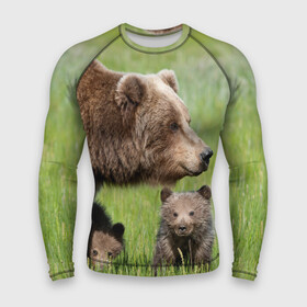 Мужской рашгард 3D с принтом Медведи в Новосибирске,  |  | animals | bears | children | family | green | meadow | mother | predators | дети | животные | зеленая | мама | медведи | поляна | семья | хищники