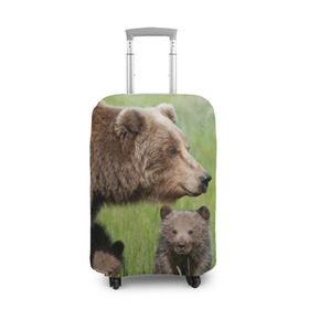 Чехол для чемодана 3D с принтом Медведи в Новосибирске, 86% полиэфир, 14% спандекс | двустороннее нанесение принта, прорези для ручек и колес | animals | bears | children | family | green | meadow | mother | predators | дети | животные | зеленая | мама | медведи | поляна | семья | хищники