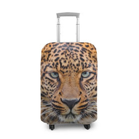 Чехол для чемодана 3D с принтом Леопард в Новосибирске, 86% полиэфир, 14% спандекс | двустороннее нанесение принта, прорези для ручек и колес | animal | leopard | look | predator | spotted | wild | взгляд | дикий | животное | леопард | пятнистый | хищник