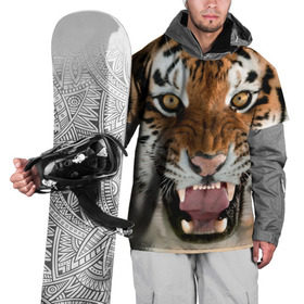 Накидка на куртку 3D с принтом Тигр в Новосибирске, 100% полиэстер |  | animal | predator | striped | tiger | view | wild | взгляд | дикий | животное | полосатый | тигр | хищник