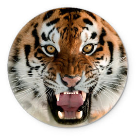 Коврик круглый с принтом Тигр в Новосибирске, резина и полиэстер | круглая форма, изображение наносится на всю лицевую часть | Тематика изображения на принте: animal | predator | striped | tiger | view | wild | взгляд | дикий | животное | полосатый | тигр | хищник