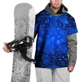Накидка на куртку 3D с принтом Снежинки в Новосибирске, 100% полиэстер |  | круги | новогодний | рождество | синий | снежинка | темный