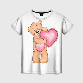 Женская футболка 3D с принтом Teddy Bear в Новосибирске, 100% полиэфир ( синтетическое хлопкоподобное полотно) | прямой крой, круглый вырез горловины, длина до линии бедер | teddy bear девушкам медведь тедди