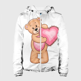Женская куртка 3D с принтом Teddy Bear в Новосибирске, ткань верха — 100% полиэстер, подклад — флис | прямой крой, подол и капюшон оформлены резинкой с фиксаторами, два кармана без застежек по бокам, один большой потайной карман на груди. Карман на груди застегивается на липучку | teddy bear девушкам медведь тедди