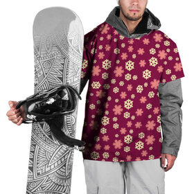 Накидка на куртку 3D с принтом Снежинки бордо в Новосибирске, 100% полиэстер |  | год петуха | детям | любимым. | новый год | подарок | популярное | снег | снежинки