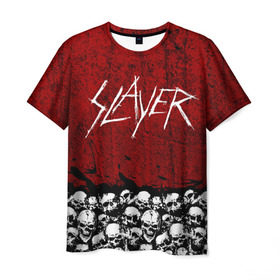 Мужская футболка 3D с принтом Slayer Red в Новосибирске, 100% полиэфир | прямой крой, круглый вырез горловины, длина до линии бедер | Тематика изображения на принте: metal | rock | метал | рок | слэйер | трэш | череп