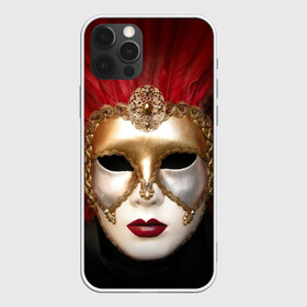 Чехол для iPhone 12 Pro с принтом Венецианская маска в Новосибирске, силикон | область печати: задняя сторона чехла, без боковых панелей | венеция | италия | карнавал | красный | лицо | перья